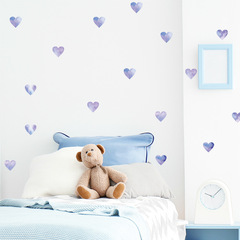 新FX-F296彩繪藍紫色愛心臥室衣櫃冰箱玄關DIY家居牆面裝飾牆貼紙