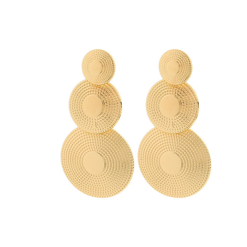 Plating Design 1 Pair Retro Round Plating Metal Drop Earrings