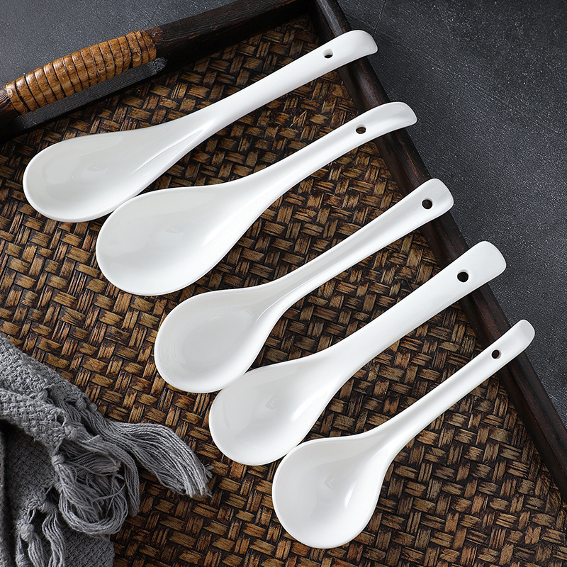 Ceramic Long-handled Spoon, Extended Ramen Soup Spoon, Korean Household Spoon Ceramic Long-handled Spoon, Extended Ramen Soup Spoon, Korean Household Spoon