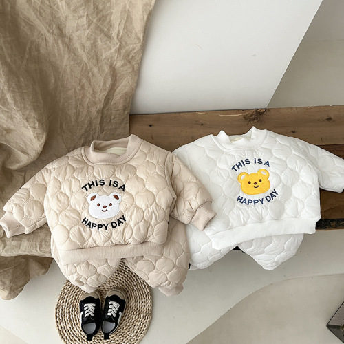 Korean baby clothes autumn and winter children's clothing newborn baby 0-3 years old quilted cartoon thickened suit boy suit winter 3