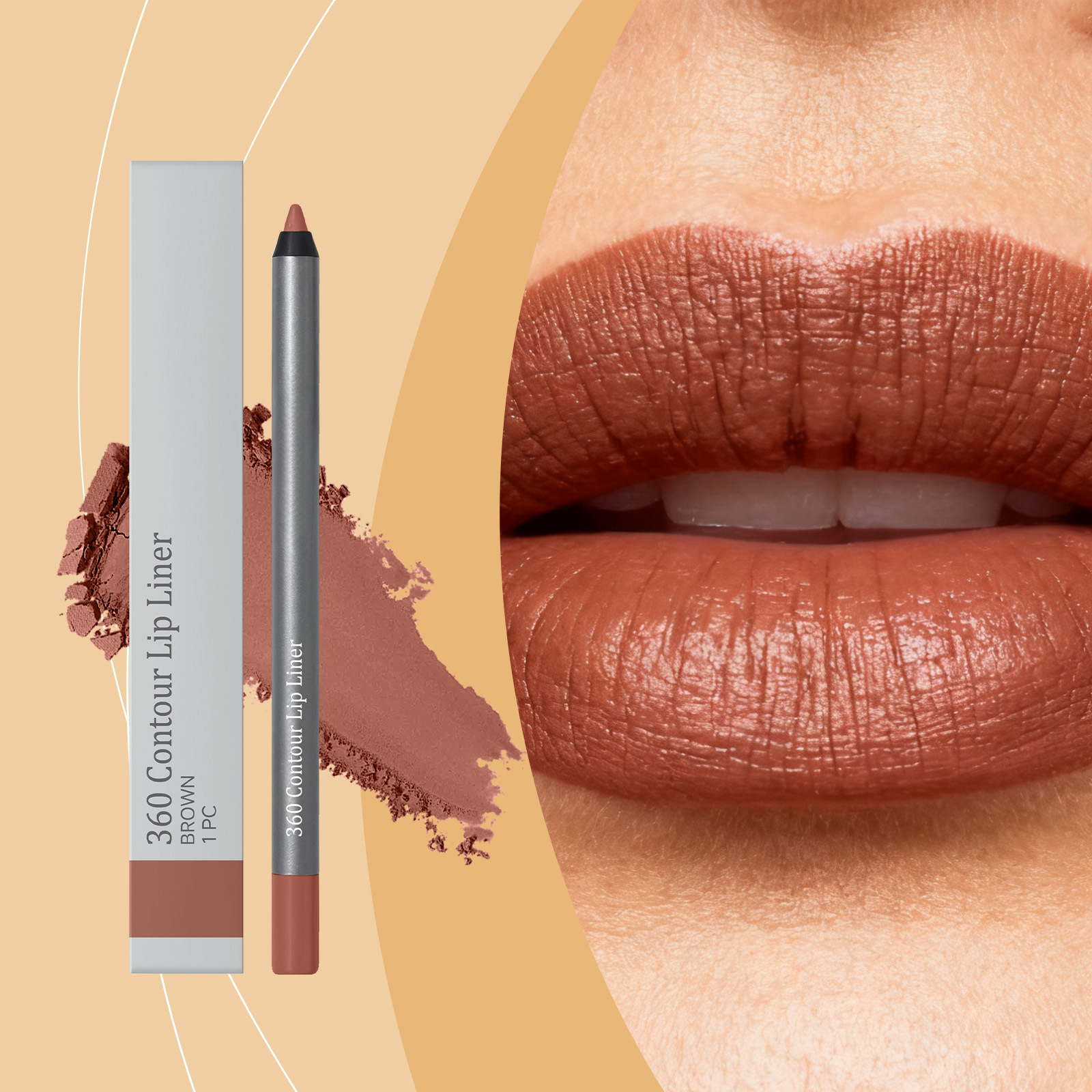 Brown Lip Liner, Naturally Silky and Smooth, Outlines the Lip Lines and Is Not Easy to Fade, Daily Makeup Lip Liner