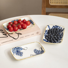 新しい中華風プレート、陶磁器食器、ソース皿、浅皿、手描きプレート、ホテル家庭用フルーツ冷菜プレート、越境専用