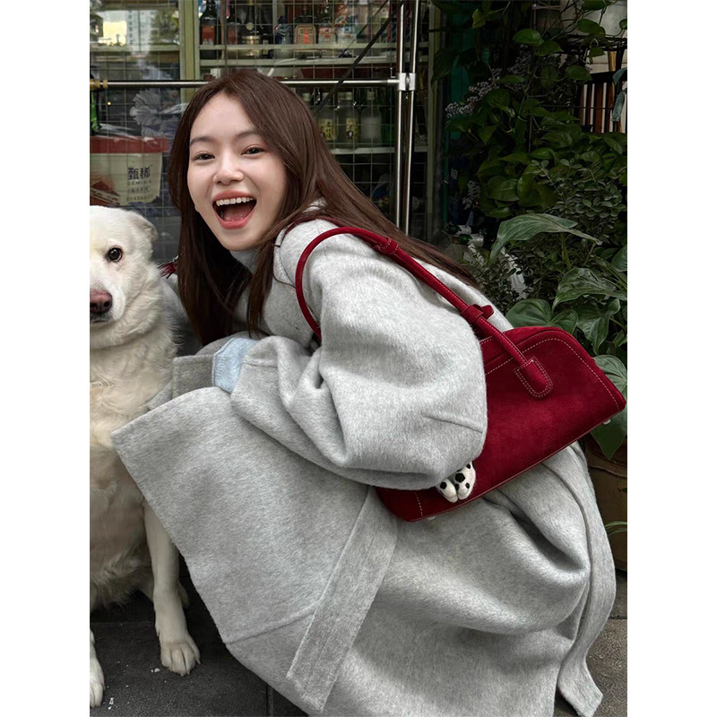 High-End Double-Sided Cashmere Outwear for Women 2025 Autumn and Winter New Korean Style Small Long Slim Woolen Outwear