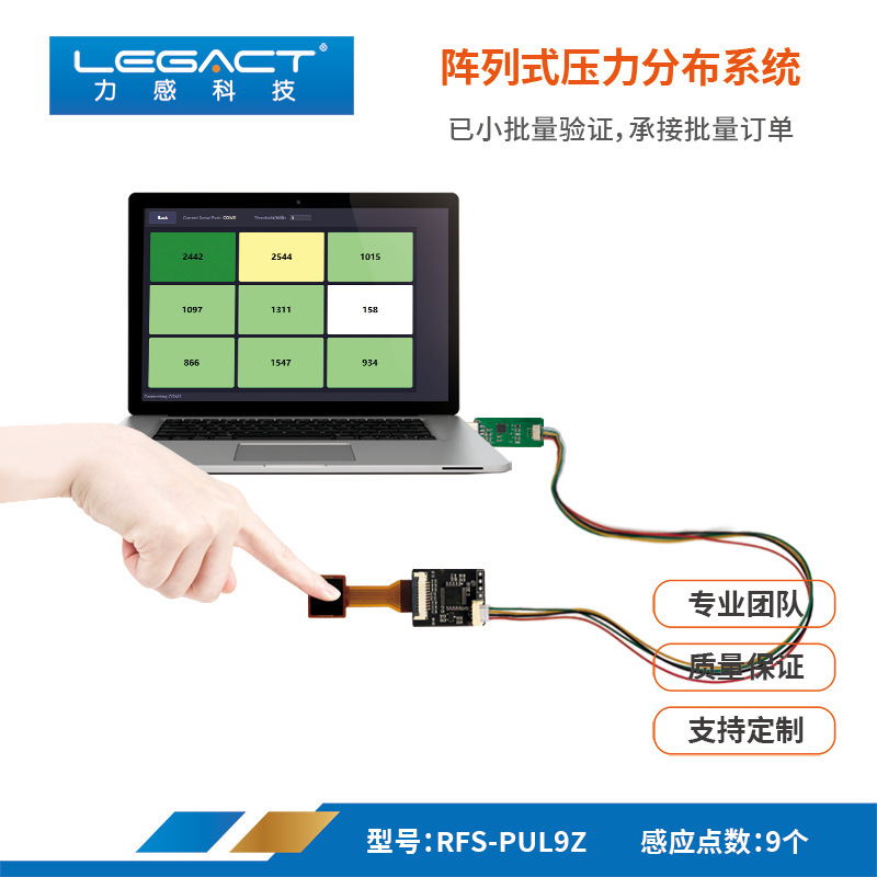 Force Sensing 9-Zone Small Area Array Flexible Ultra-High Sensitivity Pulse Thin Film Pressure Piezoresistive Sensor Fsr Kit