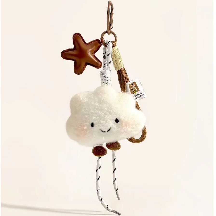 Cute Maillard-Style Plush Cloud Backpack Pendant Bag Charm Small Doll Accessory Couple Gift Keychain