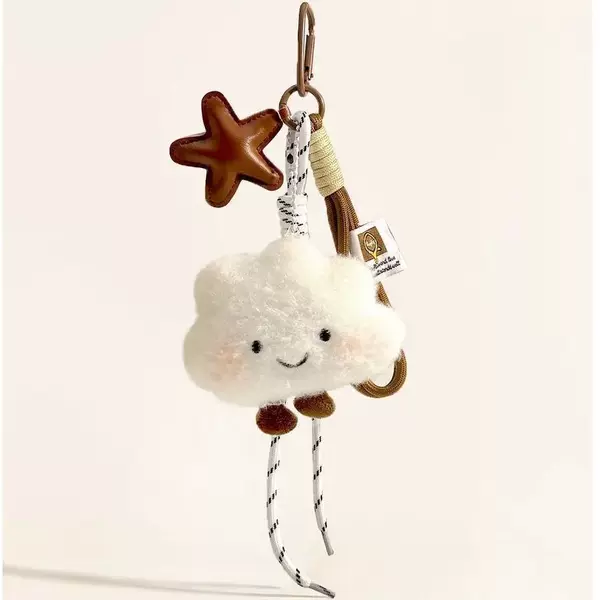 Cute Maillard-Style Plush Cloud Backpack Pendant Bag Charm Small Doll Accessory Couple Gift Keychain