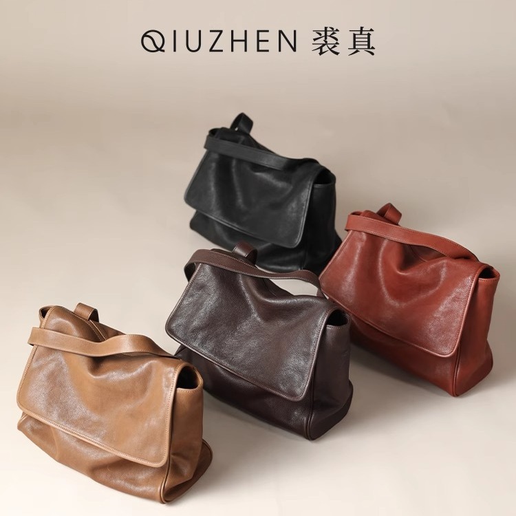 Bolsa de cartero retro de piel blanda de un solo hombro bolsa de cuero de alta capacidad bolsa de cuero de mujer de cercanías