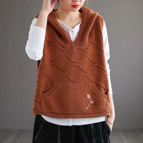 Knitted Cardigan with a Refined Touch - Spring and Autumn New Arrival, Literary and Retro Hooded Zip-Up Cardigan for Women