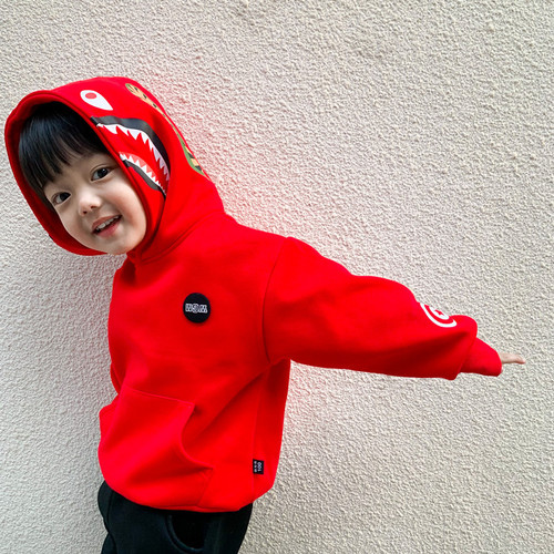 Boys' sweatshirt hooded  autumn and winter new style small and medium-sized children's round neck pullover baby trendy brand tops and jackets