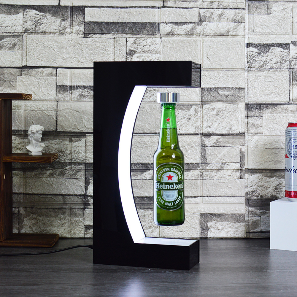 磁悬浮红酒白酒啤酒瓶亚克力展示架广告宣传创意旋转摆件工厂批发