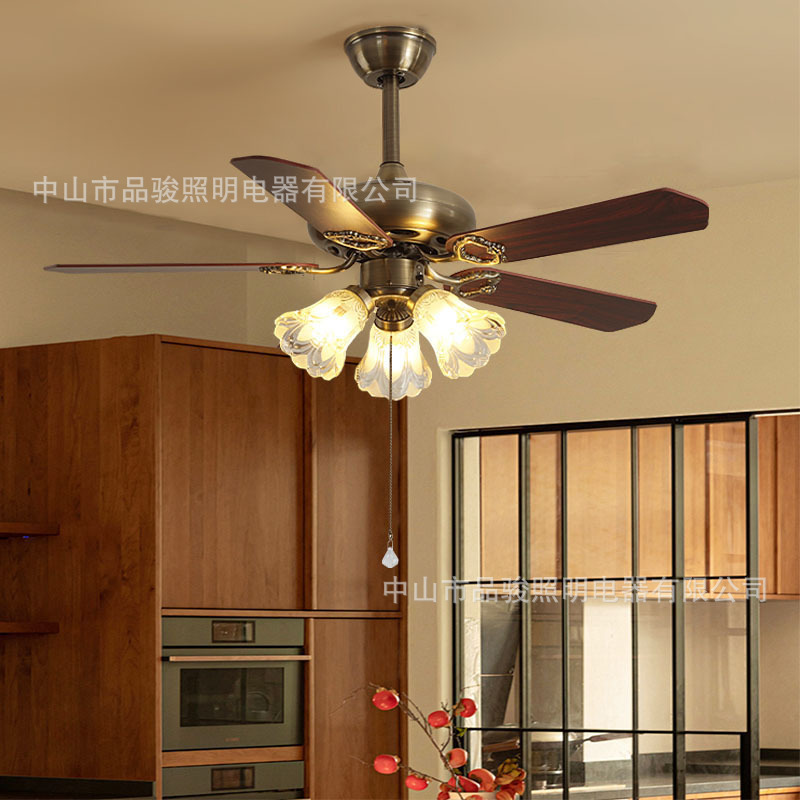 American Retro Fan Lamp Home Living Room Bedroom Dining Room Ceiling Fan Lamp with Lamp Integrated Fan Chandelier Zhongshan Lamps American Retro Fan Lamp Home Living Room Bedroom Dining Room Ceiling Fan Lamp with Lamp Integrated Fan Chandelier Zhongshan Lamps