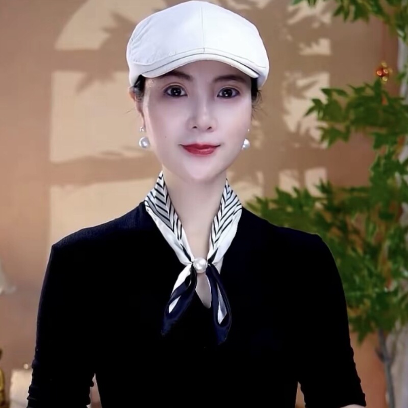 【冰丝缎珠珠蝴蝶结小丝巾】时尚百搭吸扣丝巾|undefined