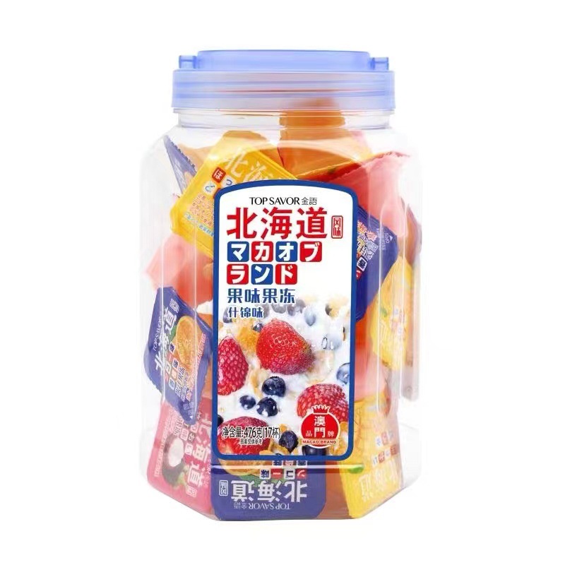 Golden Language Hokkaido Flavor Jelly 476g Bucket Pack Fruity Probiotic Pudding Children's Snack Wholesale