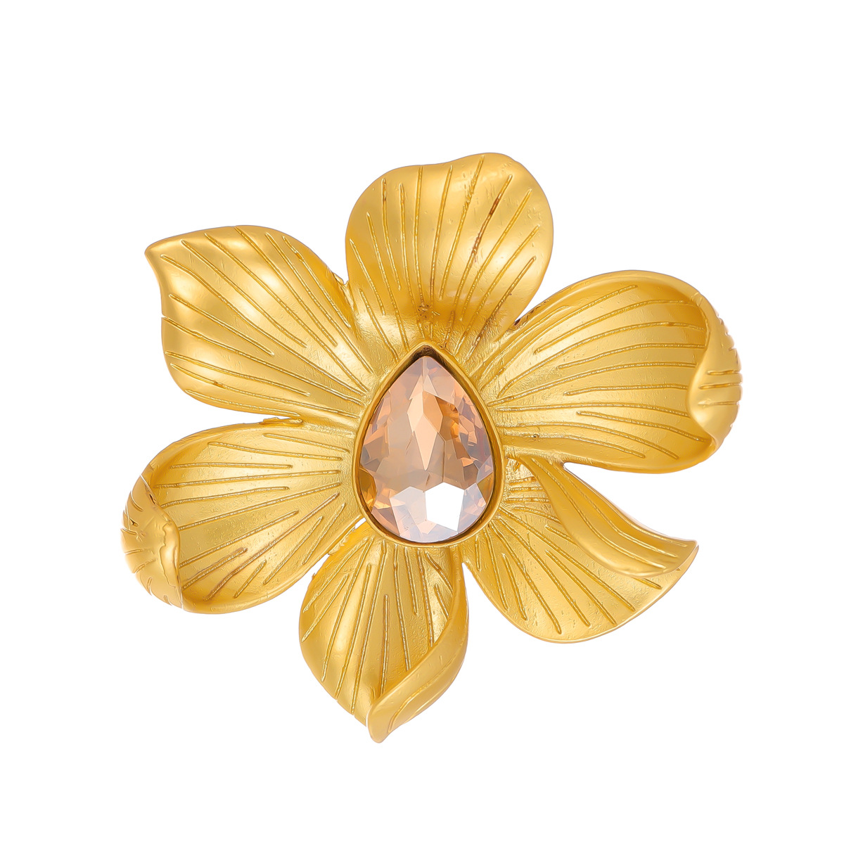 Hochwertige Vintage-Kamelienbrosche, einzigartige fünfblättrige Kristallblüte, elegante Mantelbrosche, modisches Accessoire_voghion.com