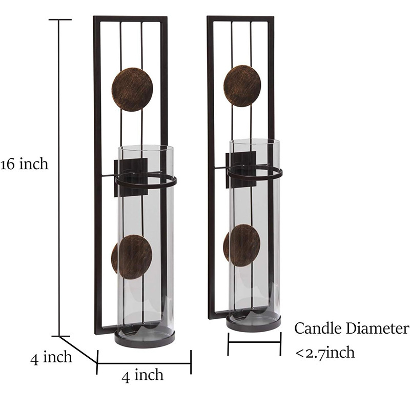 Candelaria de hierro fundido de metal simple artesanía de tubo cuadrado colgado en la pared de hierro fundido candelabros de vidrio sala de estar candelabros de color antiguo