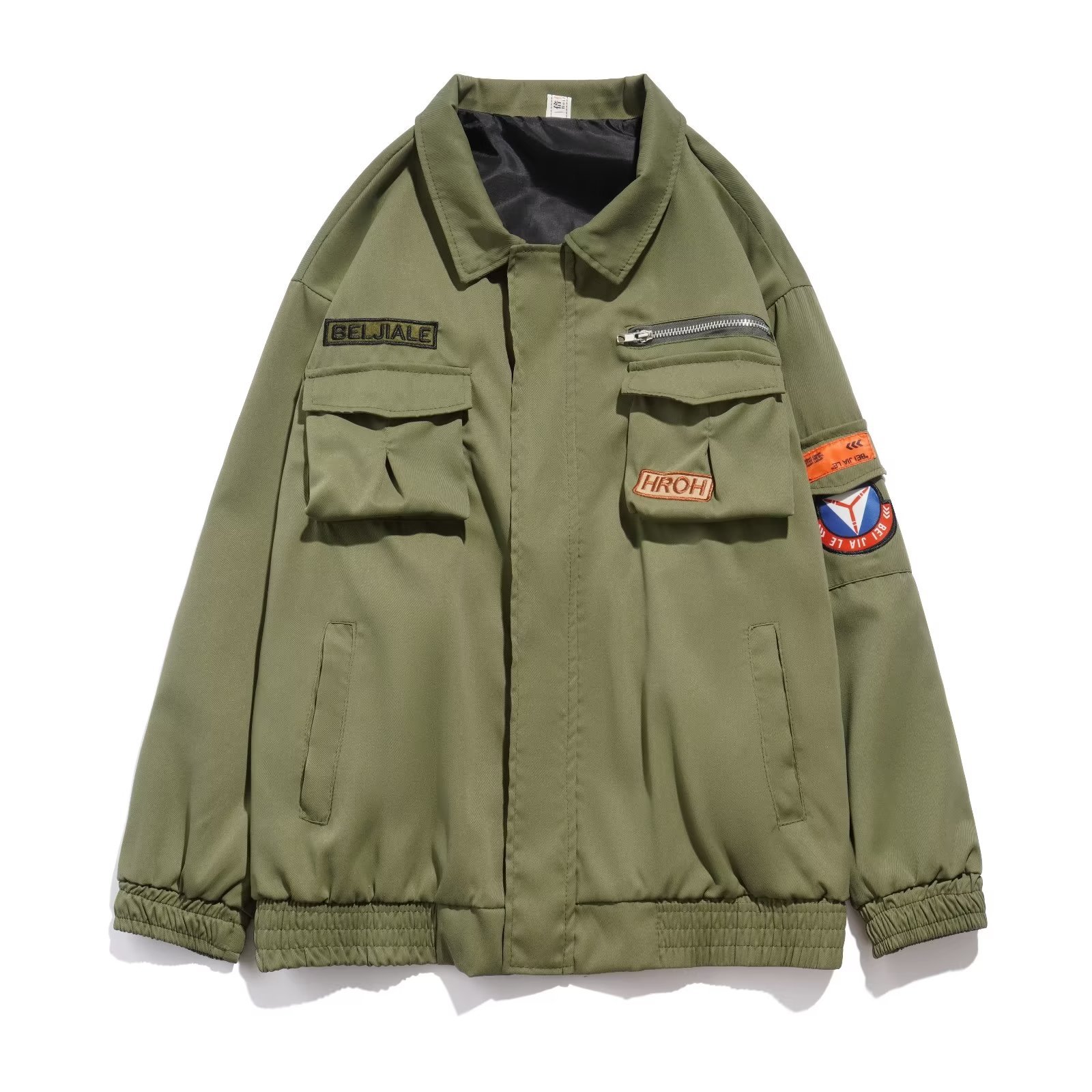 Chaqueta de trabajo de aviador retro americano, chaqueta de béisbol con etiqueta de marca de moda ins para hombre, chaqueta de solapa suelta de primavera y otoño