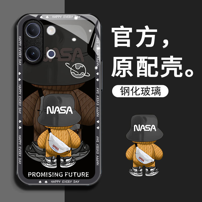 Suitable for Vivoy6T Mobile Phone Case, Glass Shell, New Anti-Fall Protective Cover, Trendy Brand Bear Personality, Ultra-Thin Full Package Suitable for Vivoy6T Mobile Phone Case, Glass Shell, New Anti-Fall Protective Cover, Trendy Brand Bear Personality, Ultra-Thin Full Package