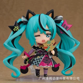 Q版粘土人 2759#黑招财猫 初音可动替换脸公仔 手办 摆件批发