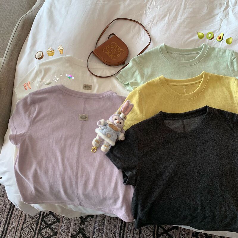 My Summer Essential Tee: Thin yet Non-Transparent T-Shirt with a Snowflake Cotton Texture, Stretch-Stitched Design, Loose Short Top My Summer Essential Tee: Thin yet Non-Transparent T-Shirt with a Snowflake Cotton Texture, Stretch-Stitched Design, Loose Short Top