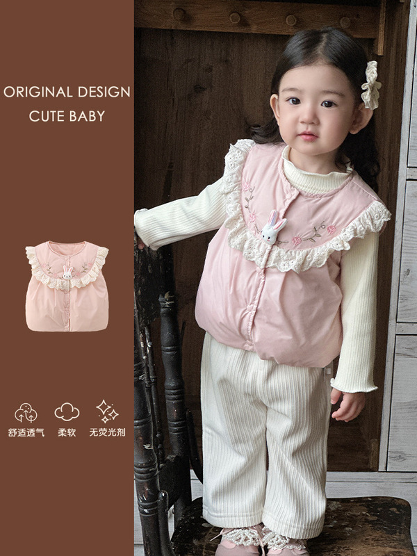 婴幼儿秋冬新款宝宝三件套轻薄羽绒马甲羽绒衣服90白鸭绒马夹外套|undefined