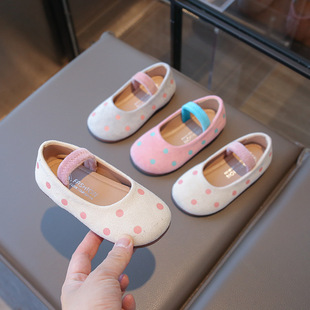 2025 Spring and Autumn New Shoe Shoes Korean Style Children's Polo Dot Girl Princess Shoes Baby Girl's Shoes