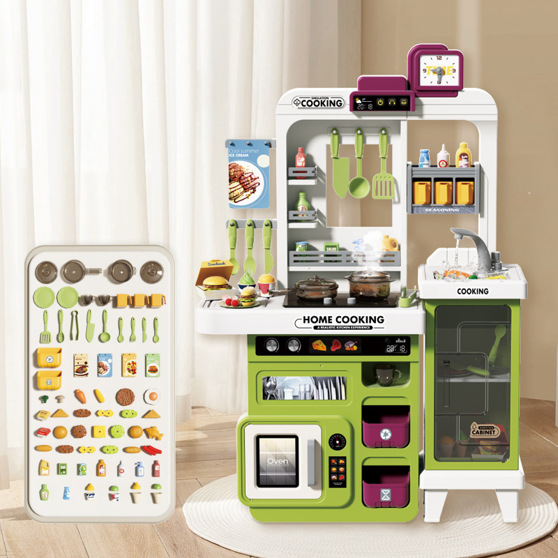 Cocina infantil juguetes simulación de cocina a vapor mesa de trabajo set de platos de cocina de alimentos