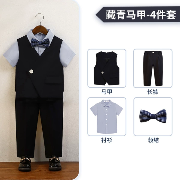 Vest, set, shirt, trousers, bow tie, 4 pieces
