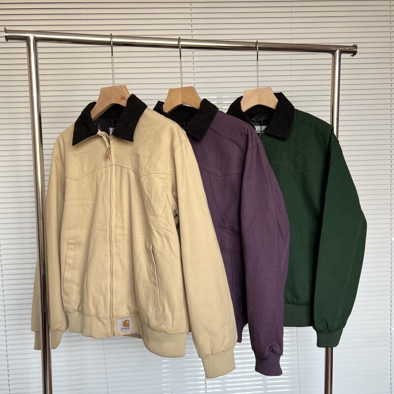 High Version Carhartt Wip Carhartt Pure Color Hem Logo Zipper Santa Fe Jacket for Men and Women