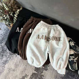 黁白儿童长裤2025秋季新款男女童印字母屁屁裤束脚卫裤幼儿园百搭