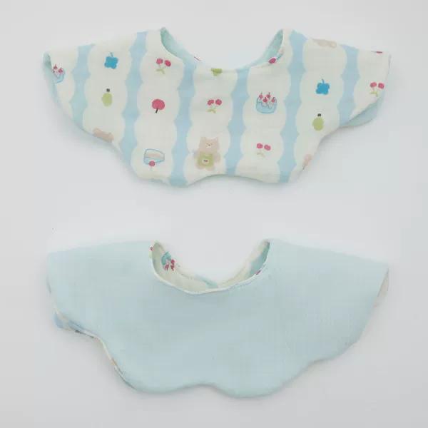 Double-sided cream eating bib, with little bears