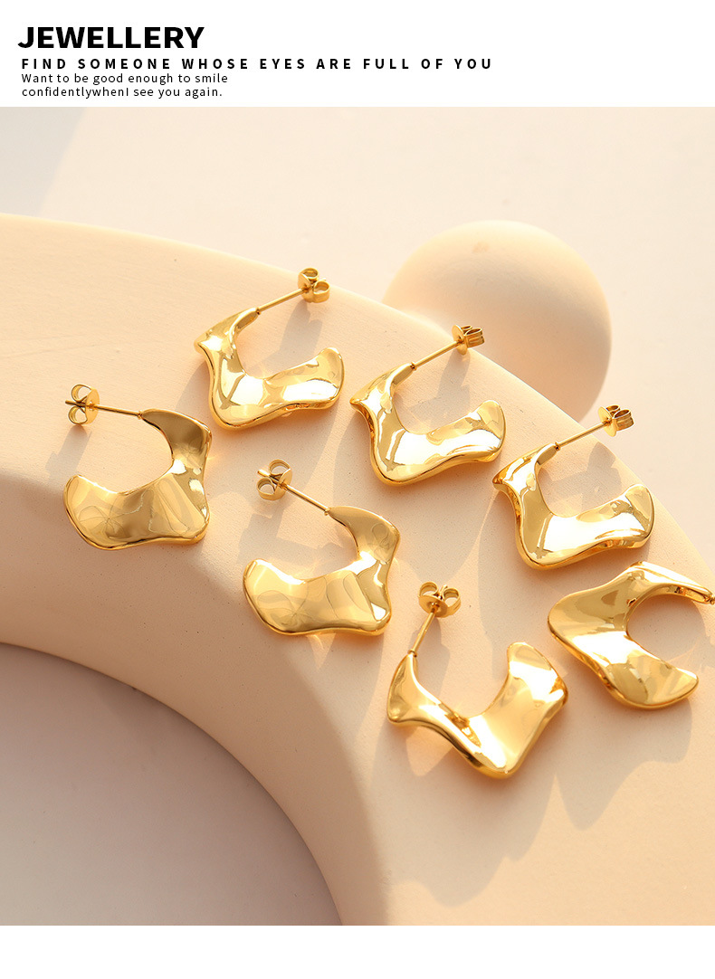 Women'S Gender Fashion Style PVD Coated Real Gold Plated 18K Gold Geometric 304 Stainless Steel Fashion Waterproof Non Tarnish Earrings