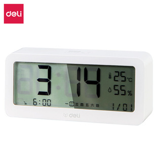 Deli 8826 Multifunctional Digital Alarm Clock Backlight Bedside Clock Clock Time Management Temperature and Humidity Meter