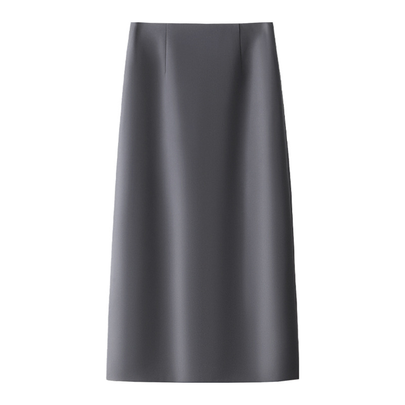 Grey Suit Skirt Women's 2025 New Spring High Waist One Step Hip Skirt Mid-length A- line Skirt Mid-skirt