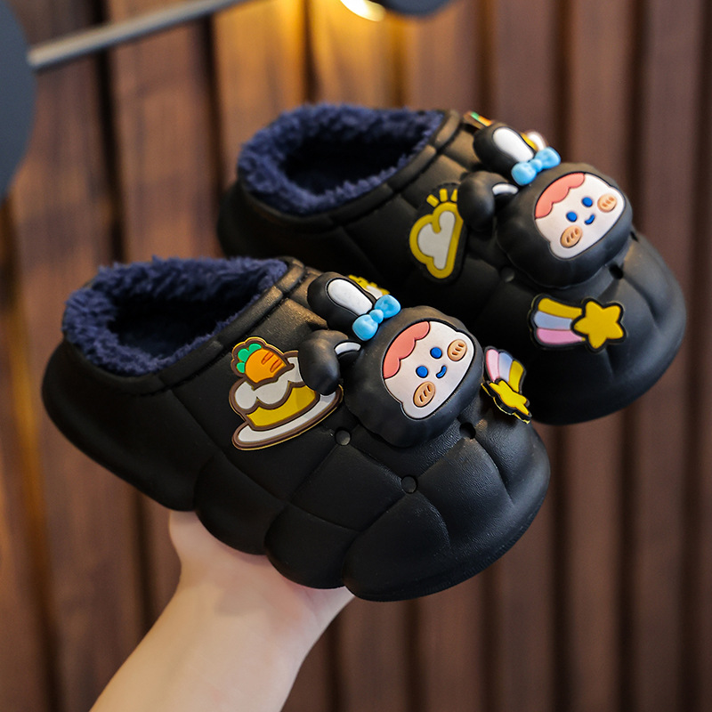 Zapatillas de algodón para niños de invierno Niños y niñas padre-hijo impermeable antideslizante bolsa talón cálido forro polar niños bebé Zapatillas de algodón