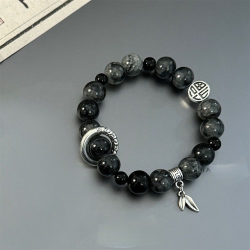 Ancient-style sapphire glass bead handmade men's bracelet, niche design couple's bracelet for men, new Chinese style accessories