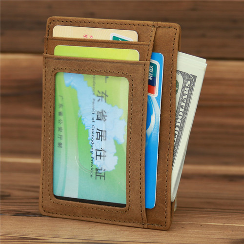 1040 foreign trade Amazon genuine leather men's genuine leather crazy horse pickup bag wallet minimalist ultra-thin cowhide