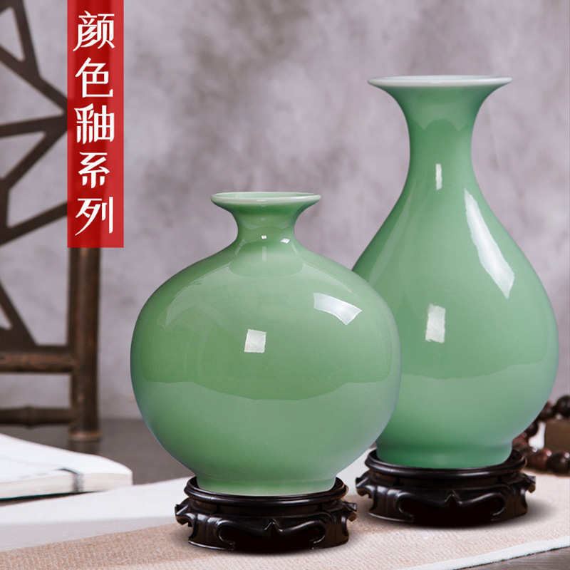 景德镇陶瓷器花瓶摆件客厅插花中式博古架装饰品青花瓷瓶小工艺品