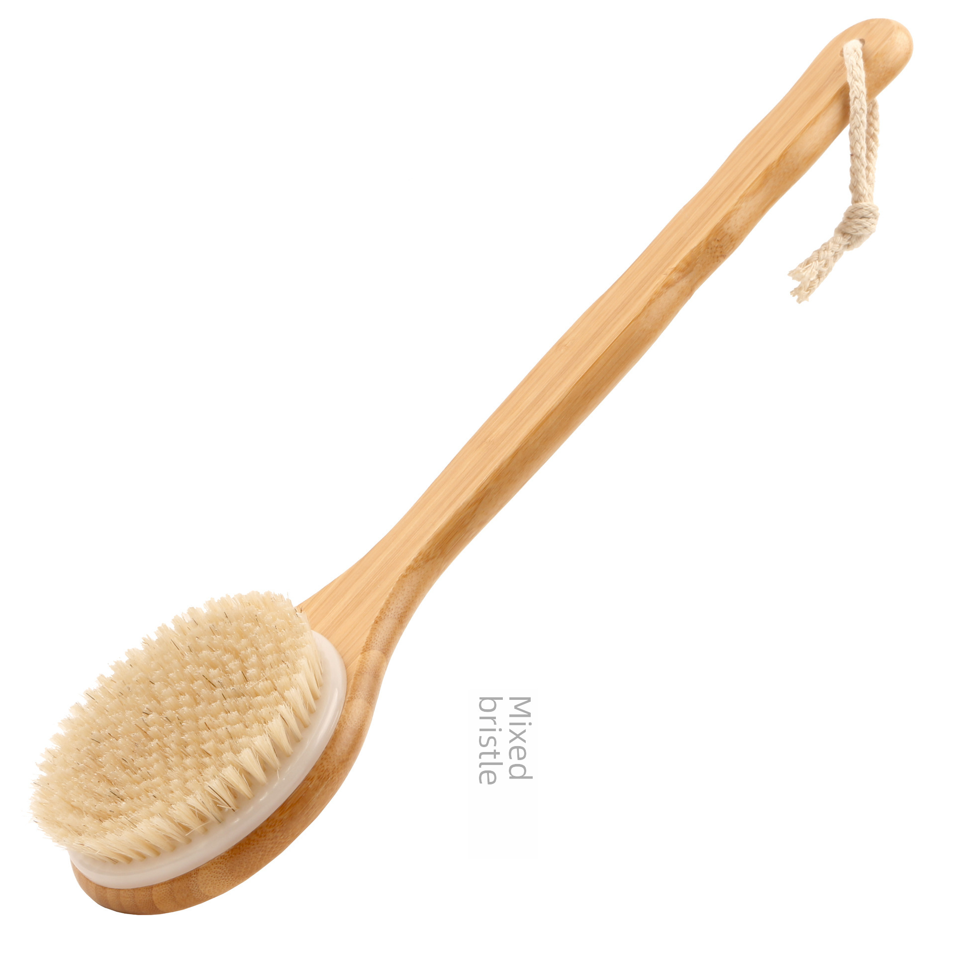 Nan bamboo whole handle hog bristle bath brush, bathing brush, massage brush, exfoliating bath brush, hog bristle soft hair brush, horse hair brush 
