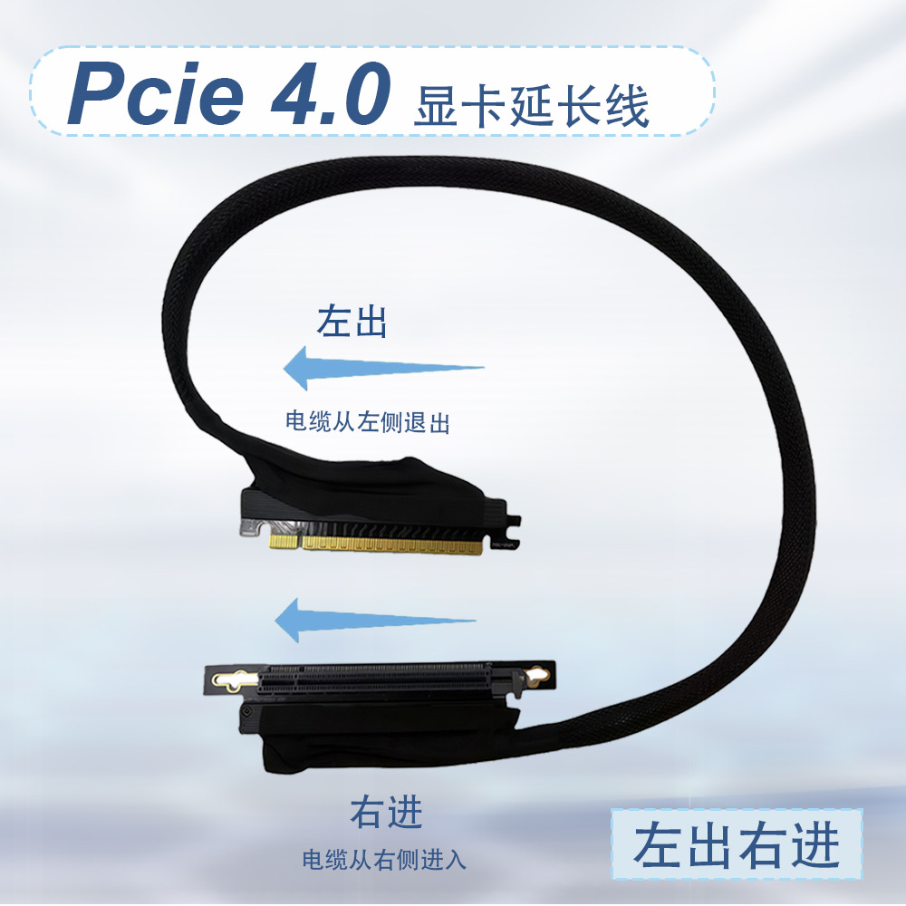 PCIE 4.0 X16GPU服务器显卡延长线 编织网线束高速无损服务器线缆