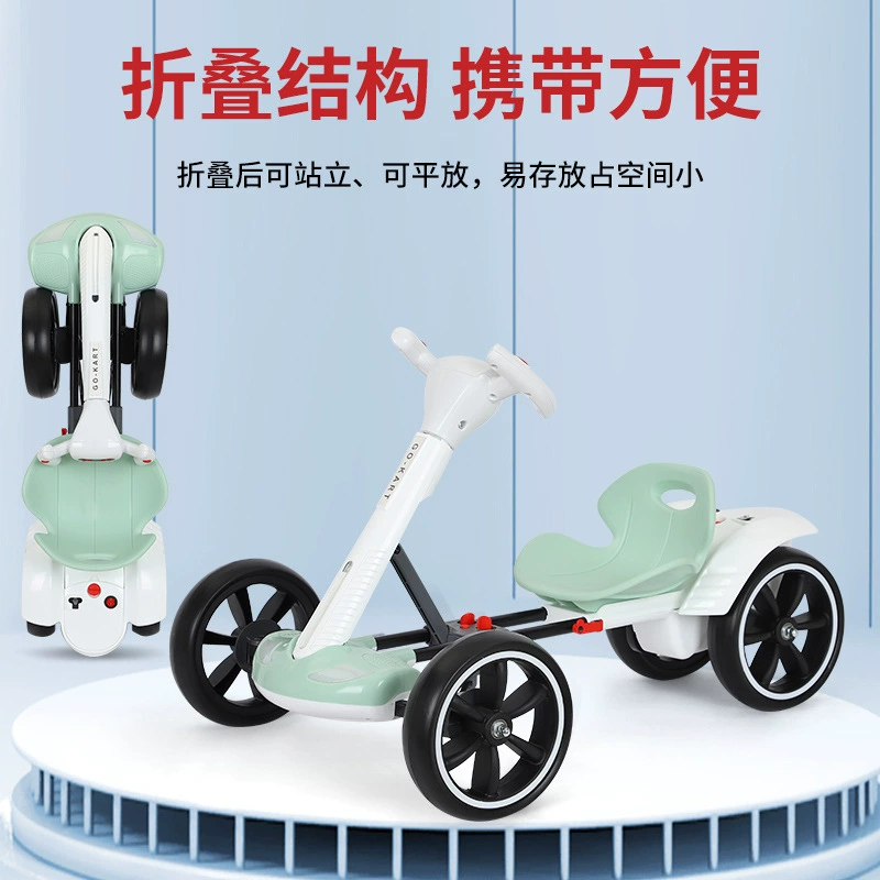 Foldable Electric Kids Kart, 4-Wheel Ride-On, Foldable Seat, Single or Dual Battery & Remote Options