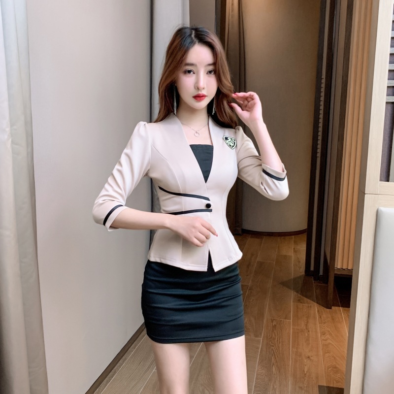 足疗技师服女美容会所工服桑拿按摩沐足工衣套装职业短袖西装