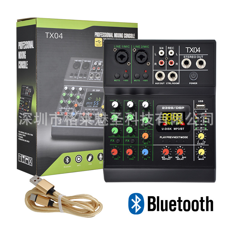 调音台小型4路手机电脑录音DJmixer混音器混响TX04调音台2024新款