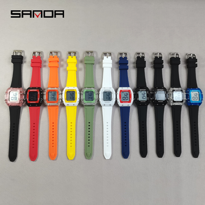 SANDA multifuncional barril de vino tipo reloj electrónico al aire libre para hombres y mujeres estudiantes reloj deportivo de moda reloj impermeable