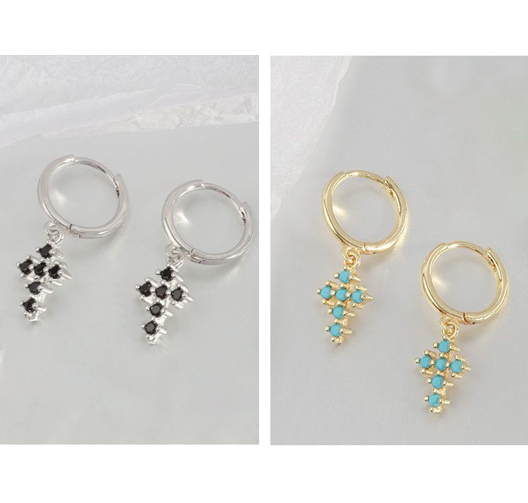 1 Paire Style Simple Traverser Incruster Le Cuivre Zircon Boucles D'oreilles display picture 1