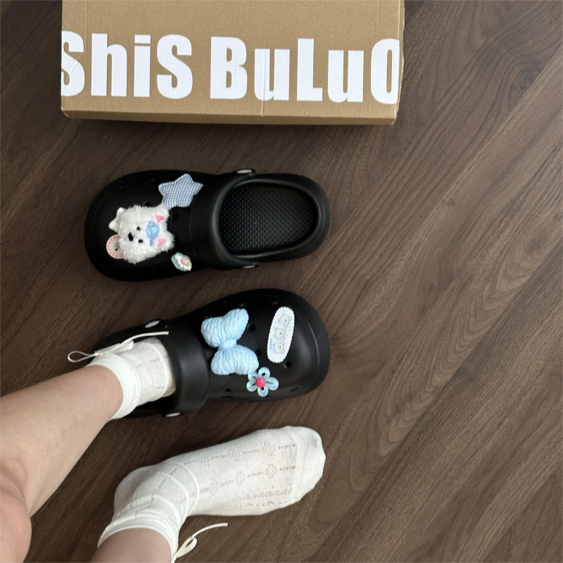Popular Outdoor Eva Height-Increasing Student Clogs, Stylish Ins-Style Beach Non-Slip Breathable Closed-Toe Sandals for Women