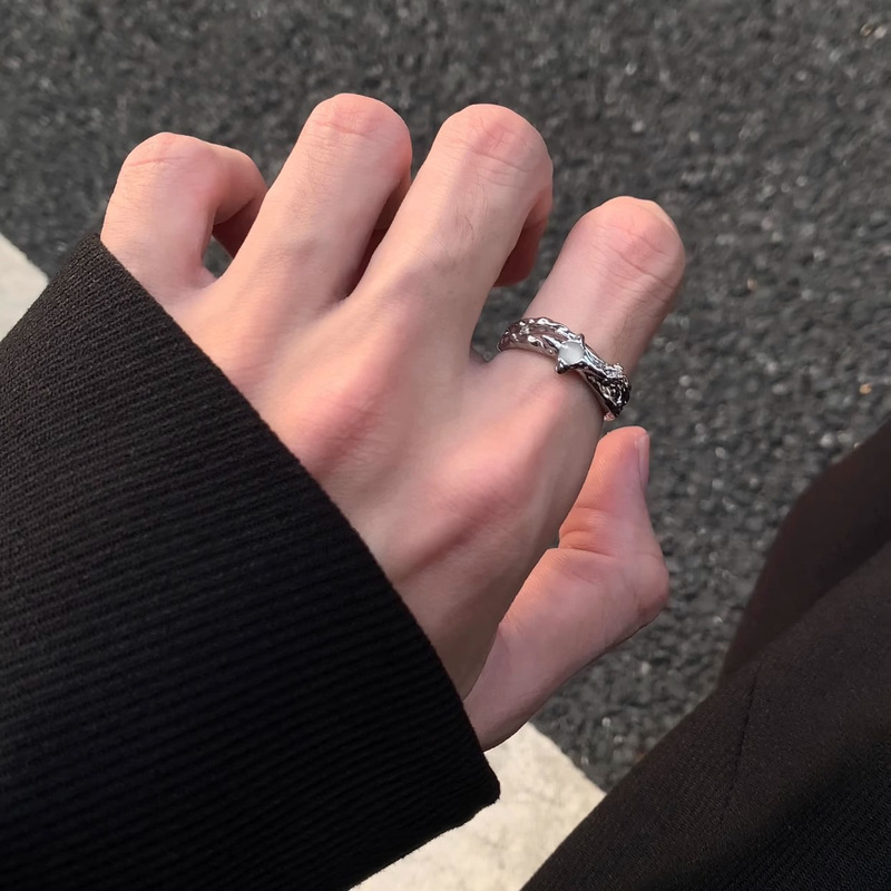 新款ins冷淡风小众设计白月光指环锆石不规则轻奢高级开口戒指女|undefined