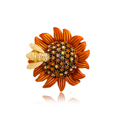 New retro high-end smart bee and daisy brooch female personality sunflower corsage temperament corsage brooch