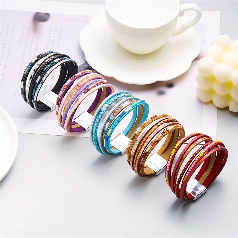 Simple Style Geometric Pu Leather Women's Bracelets display picture 2