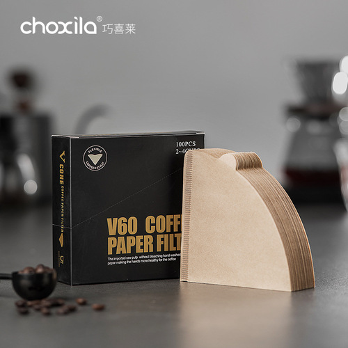Coffee filter paper hand-pour drip filter American coffee machine fan-shaped conical log filter paper V60
