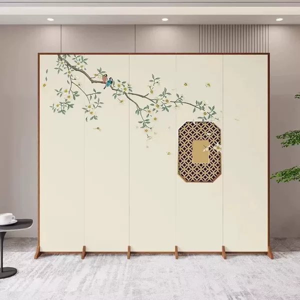 Chinese-Style Screen Partition for Living Room, Office, Entrance, Restaurant, Hotel, Tea Room, Foldable and Movable Partition Screen